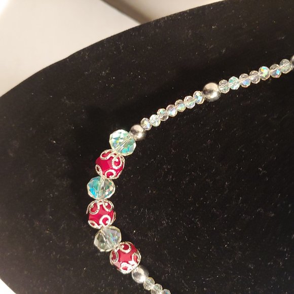 Transparent Glass Cyrstal Beaded Necklace Set - Picture 7 of 9